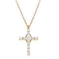 Colliers sur Artemare : Collier en argent dor&eacute; avec pendentif croix (18 x 12mm) avec oxydes blancs sertis 38+5cm