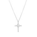 Collier en argent rhodi&eacute; pendentif croix (18 x 12mm) avec oxydes blancs sertis 38+5cm