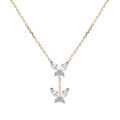Collier en argent dor&eacute; deux papillons d'oxydes blancs sertis 38+5cm Artemare
