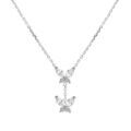 Collier en argent rhodi&eacute; deux papillons oxydes blancs sertis - 38+5cm Artemare