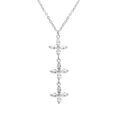 Collier en argent rhodi&eacute; trois fleurs oxydes blancs - 42+3cm Artemare