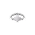 Bague en argent rhodi&eacute; avec tr&egrave;fle en verre facett&eacute; blanc