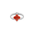 Bagueen argent rhodi&eacute; tr&egrave;fle en verre facett&eacute; rouge Artemare