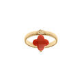 Bagues sur Artemare : Bague en argent dor&eacute; tr&egrave;fle en verre facett&eacute; rouge