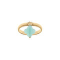Bagues sur Artemare : Bague en argent dor&eacute; tr&egrave;fle en verre facett&eacute; vert clair