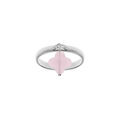Bagueen argent rhodi&eacute; avec tr&egrave;fle en verre facett&eacute; rose