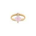 Bague en argent dor&eacute; avec tr&egrave;fle en verre facett&eacute; rose Artemare