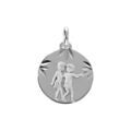 Pendentif argent rhodi&eacute; m&eacute;daille 15mm diamant&eacute;e zodiaque gemeaux Artemare