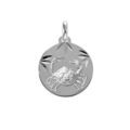 Pendentif en argent rhodi&eacute; m&eacute;daille 15mm diamant&eacute;e zodiaque cancer