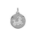 Pendentif en argent rhodi&eacute; m&eacute;daille 15mm diamant&eacute;e zodiaque capricorne Artemare