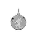 Pendentif en argent rhdoie m&eacute;daille 15mm diamant&eacute;e zodiaque verseau Artemare