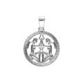 Pendentifs sur Artemare : Pendentif en argent rhodi&eacute; m&eacute;daille 15mm stri&eacute;e zodiaque gemeaux decoup&eacute;