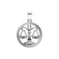 Pendentifs sur Artemare : Pendentif en argent rhodi&eacute; m&eacute;daille 15mm stri&eacute;e zodiaque balance decoup&eacute;