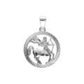 Pendentifs sur Artemare : Pendentif en argent rhodi&eacute; m&eacute;daille 15mm stri&eacute;e zodiaque sagittaire decoup&eacute;