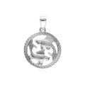 Pendentifs sur Artemare : Pendentif en argent rhodi&eacute; m&eacute;daille 15mm stri&eacute;e zodiaque poissons decoup&eacute;s