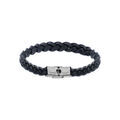 Bracelet en acier et cuir bovin tresse bleu 20cm Artemare