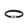 Bracelets sur Artemare : Bracelet en acier et cuir bovin tresse marron 20cm
