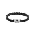 Bracelets sur Artemare : Bracelet en acier et cuir bovin tresse noir 20cm