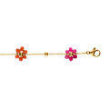 Bracelet en acier dor&eacute; cha&icirc;ne boules et fleurs multi couleurs 16+3cm Artemare