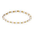 Bracelets sur Artemare : Bracelet en acier dor&eacute; jaune extensible perle blanche imitation