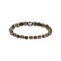 Bracelet extensible boules bois imitation et rondelles vert kaki et en acier motif &eacute;toile etoile 60mm Artemare