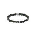 Bracelets sur Artemare : Bracelet extensible boules jaspe v&eacute;ritable vert kaki et rondelles acier 60mm