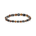 Bracelet extensible boules imitation bois et rondelles rhodochrosites motif acier 60mm Artemare