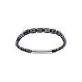 Bracelet en acier cordon noir et sodalite v&eacute;ritable bleue 20cm Artemare