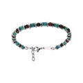Bracelet en acier rondelles boules oeil de tigre v&eacute;ritable bleues et vertes, 20+3cm Artemare
