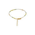 Bracelet en acier dor&eacute; verre nacr&eacute; ton vert 16+3cm