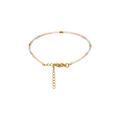 Bracelet en acier dor&eacute; verre nacr&eacute; ton pastel -16+3cm