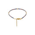 Bracelet en acier dor&eacute; verre nacr&eacute; ton bleu 16+3cm Artemare