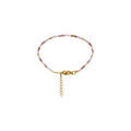 Bracelet en acier dor&eacute; verre nacr&eacute; ton rose 16+3cm