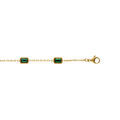 Bracelet en acier dor&eacute; cinq oxydes verts rectangulaires entourage 16+3cm Artemare