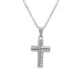 Collier en acier avec pendentif croix (15 x 10mm) et oxydes blancs sertis 42+5cm
