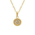 Collier en acier dor&eacute; avec pendentif rond et oxydes blancs sertis, 42+5cm Artemare