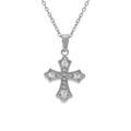 Collier enacier pendentif avec croix oxydes blancs sertis 42+5cm