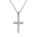 Collier en acier avec pendentif croix (15 x 10mm) et oxydes blancs sertis clos, 42+5cm