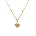 Colliers sur Artemare : Collier en acier dor&eacute; jaune avec pendentif coeur d'oxydes blancs sertis, 42+5cm