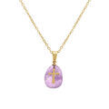 Collier en acier dor&eacute; pendentif am&eacute;thyste v&eacute;ritable avec motif croix, 40+6cm
