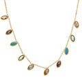 Collier en acier dor&eacute; navette tutti frutti 40+5cm