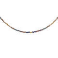 Collier en acier dor&eacute; verre nacr&eacute; ton bleu rose, 37+5cm Artemare