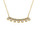 Collier en acier dor&eacute; barrette d'oxydes blancs sertis 40+5cm