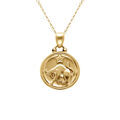 Colliers sur Artemare : Collier en acier dor&eacute; avec m&eacute;daille de 15mm zodiaque taureau recto verso constellation, 40+10cm