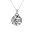 Collier en acier avec m&eacute;daille 15mm zodiaque lion recto verso constellation, 40+10cm