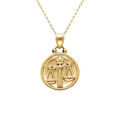 Collier en acier dor&eacute; avec m&eacute;daille de 15mm zodiaque balance recto verso constellation, 40+10cm Artemare