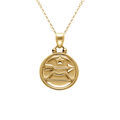 Collier en acier dor&eacute; avec m&eacute;daille de 15mm zodiaque sagittaire recto verso constellation, 40+10cm Artemare