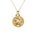 Collier en acier dor&eacute; aveccm&eacute;daille de 15mm zodiaque capricorne recto verso constellation, 40+10cm