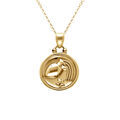 Collier en acier dor&eacute; avec m&eacute;daille de 15mm zodiaque verseau recto verso constellation, 40+10cm Artemare