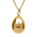 Collier en acier dor&eacute; bola de grossesse goutte avec un oxyde 80+10cm